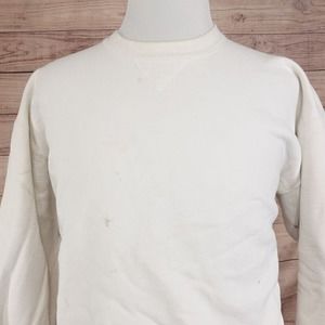 VINTAGE RUSSELL ATHLETIC PRO COTTON USA MADE WHITE CREW NECK SWEATSHIRT XL STAIN